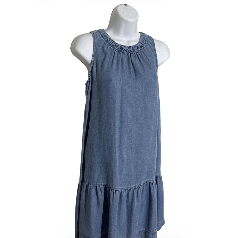 LOFT Chambray Blue Lightweight Denim Drop Waist Popover Tank Dress Size XXS - Picture 4 of 10